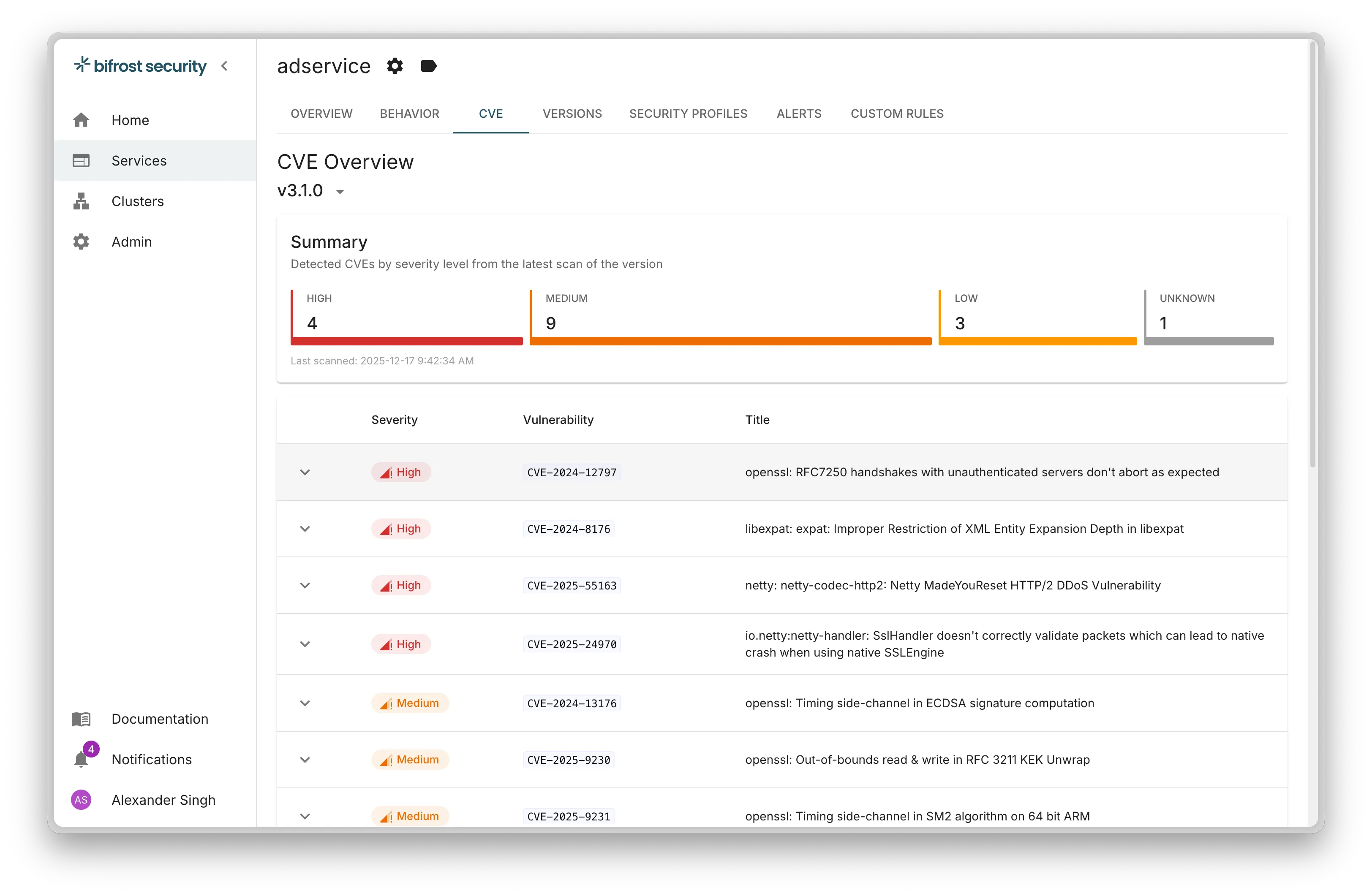 CVE vulnerability analysis page